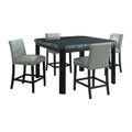 Francesca - Square 5 Piece Counter Height Dining Set, Table & Four PU Chairs - Gray / Marble - Stylish Home Furniture
