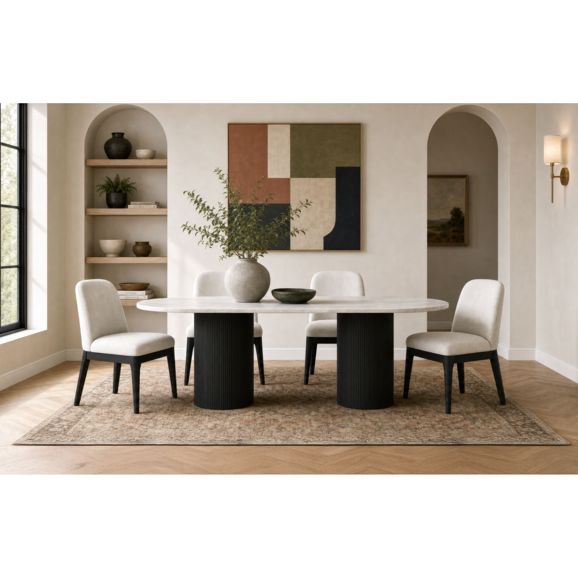 Sylvie - Oval Dining Table With Faux Marble Top - Stylish Home Furniture