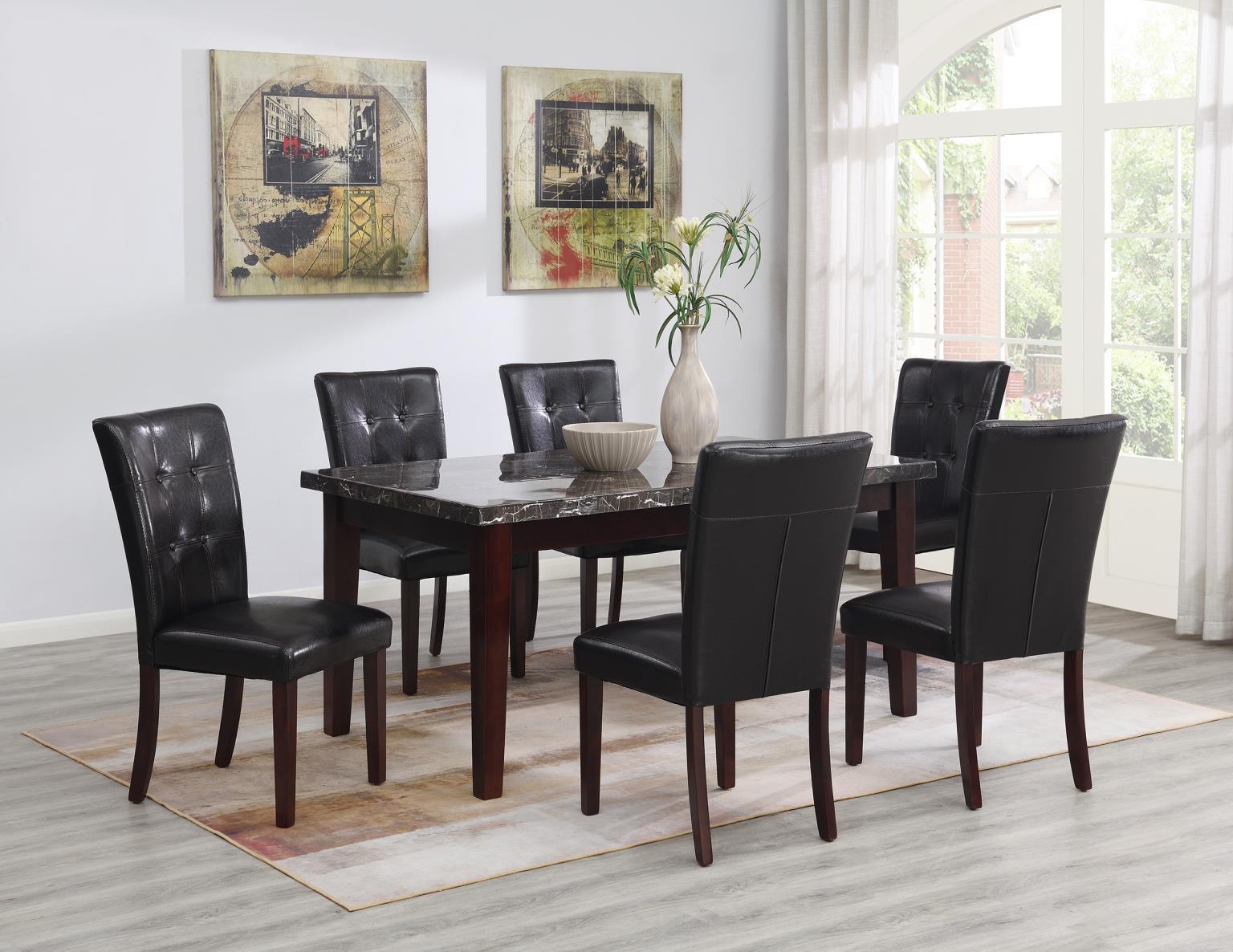 D128 - Marble Dining Table - Black / Dark Brown - Stylish Home Furniture