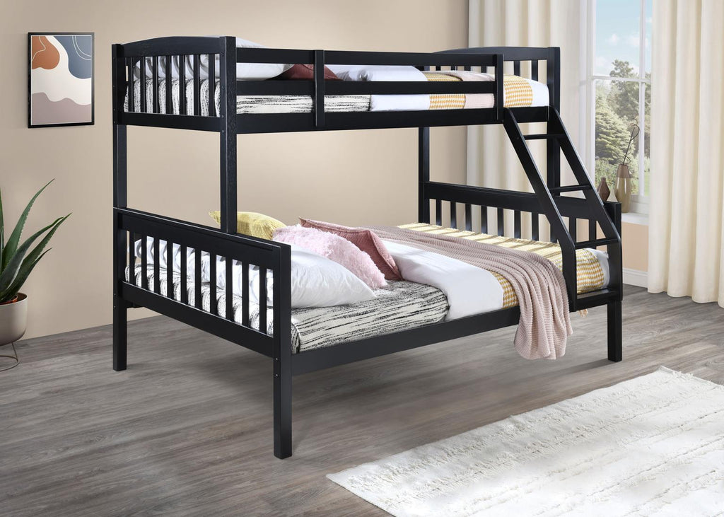 S095 - Twin / Full Bunk Bed - Black - Stylish Home Furniture