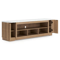 Camdill - XL TV Stand With Fireplace Option - Light Brown - Stylish Home Furniture