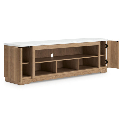 Camdill - XL TV Stand With Fireplace Option - Light Brown - Stylish Home Furniture
