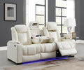 U94 - LED Power Reclining With Power Headrest, And Drop Down Table Sofa - White - Stylish Home Furniture