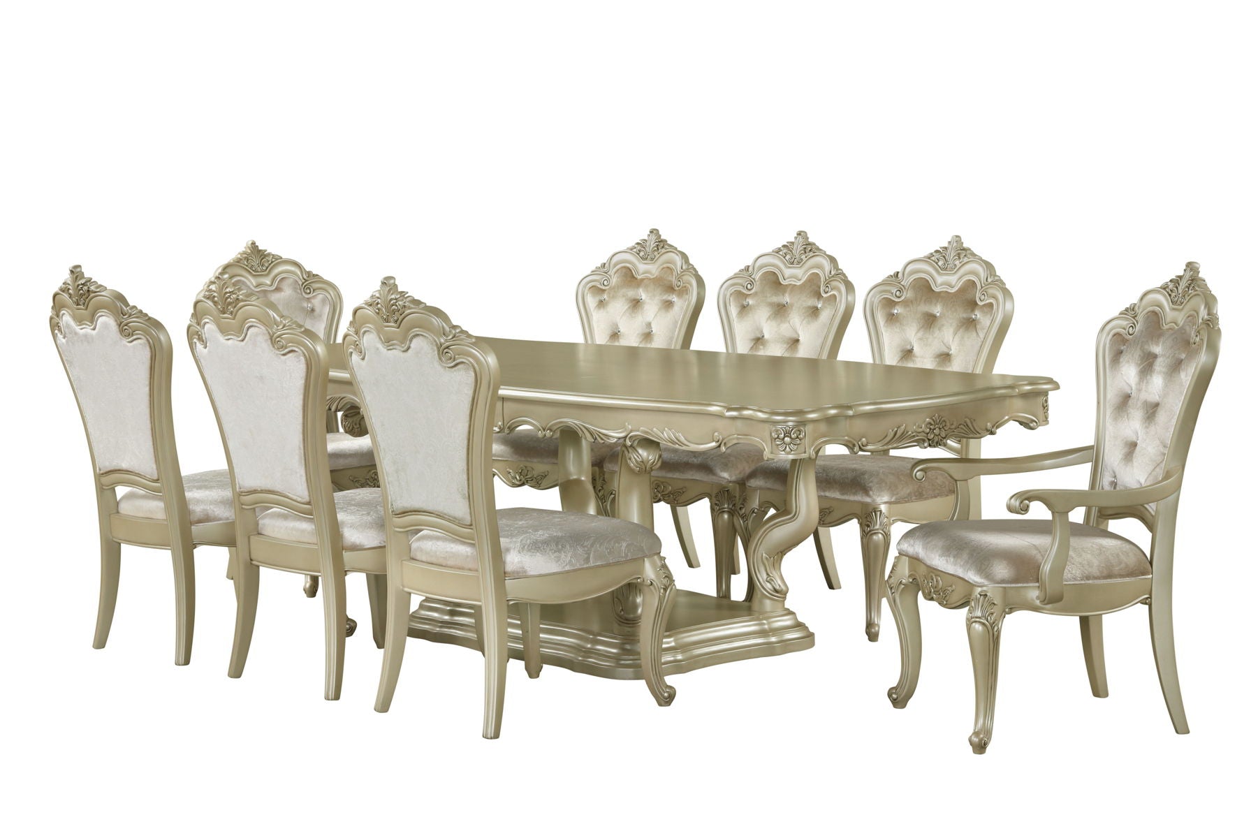 Monique - Dining Table Top & Base - Pearl Silver - Stylish Home Furniture
