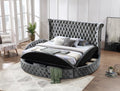 B546 - Velvet Queen Bed With Bluetooth Speaker & USB - Gray - Stylish Home Furniture