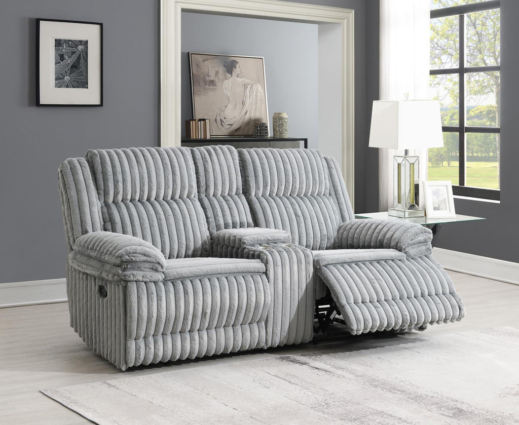 U113 - Corduroy Motion Loveseat - Gray - Stylish Home Furniture