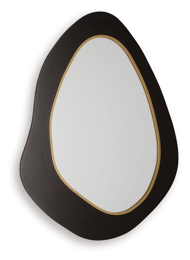 Kierlock - Accent Mirror - Black / Gold Finish - Stylish Home Furniture