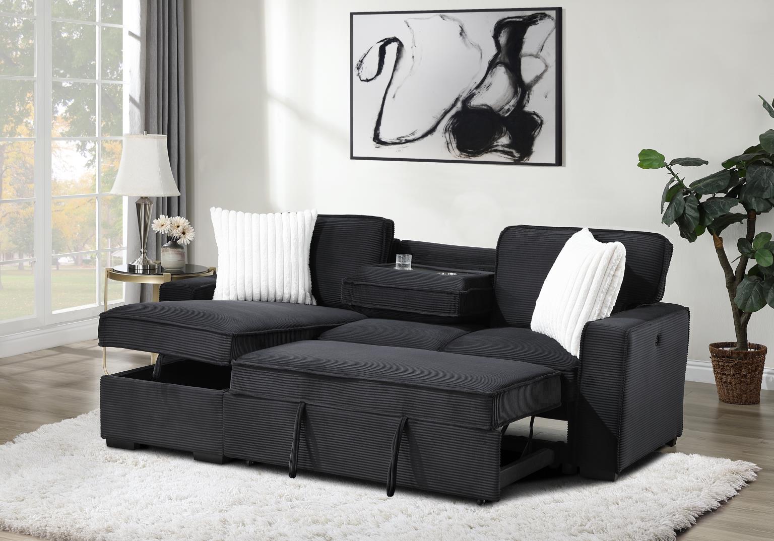 U392 - Sofa Chaise Sectional - Black - Stylish Home Furniture