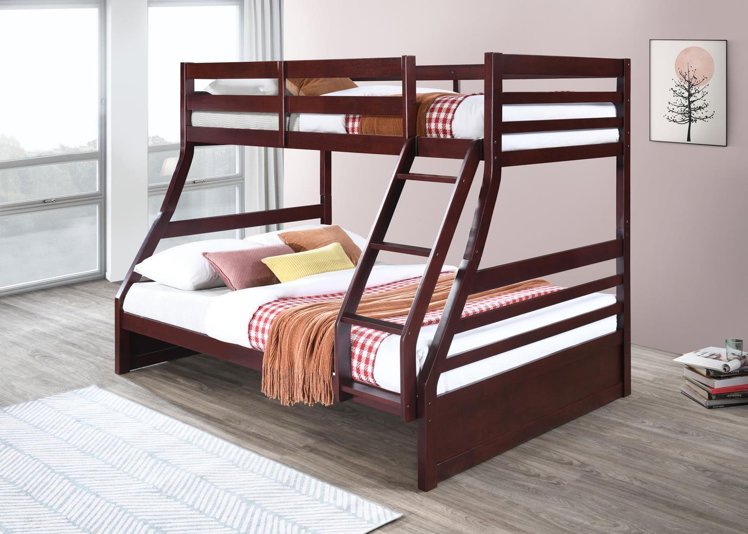 S091 - Twin / Full Bunk Bed - Brown - Stylish Home Furniture