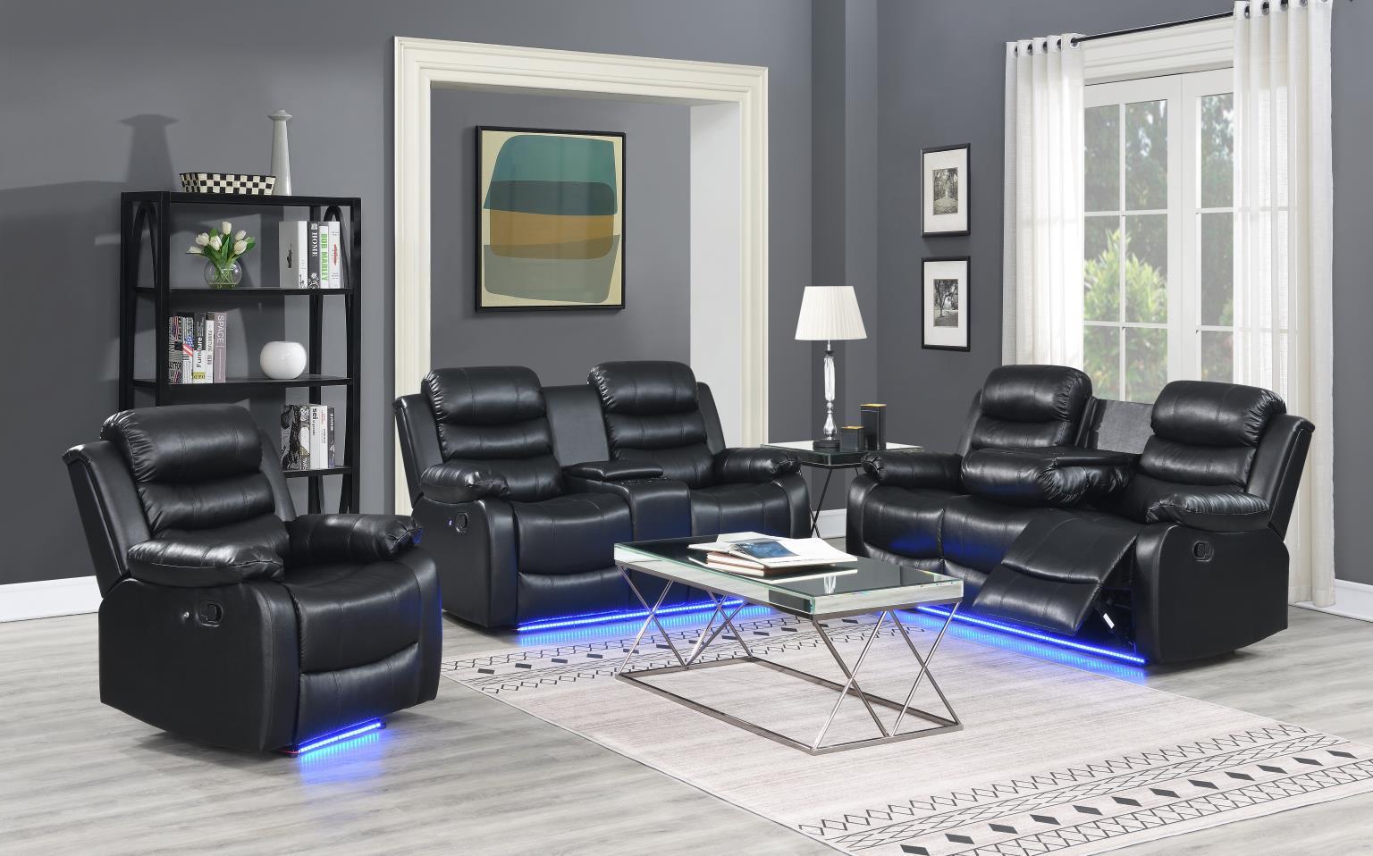 U154 - Motion LED Loveseat - Black