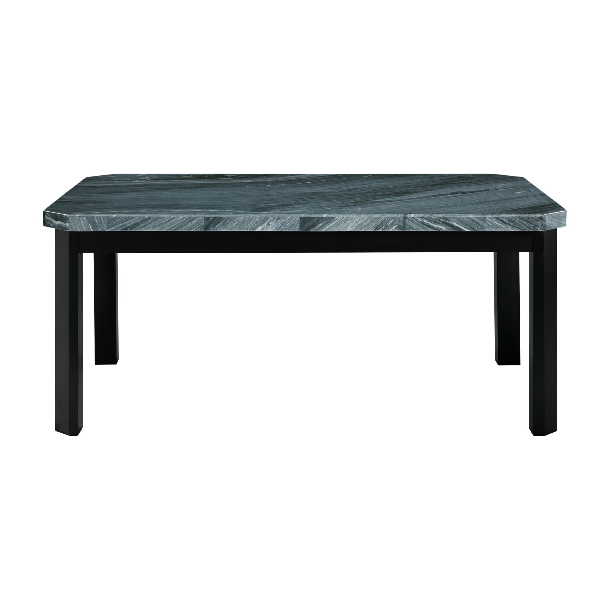Francesca - Rectangular 5 Piece Gray PU Chairs Dining Set, Table & Four Chairs - Gray Marble - Stylish Home Furniture