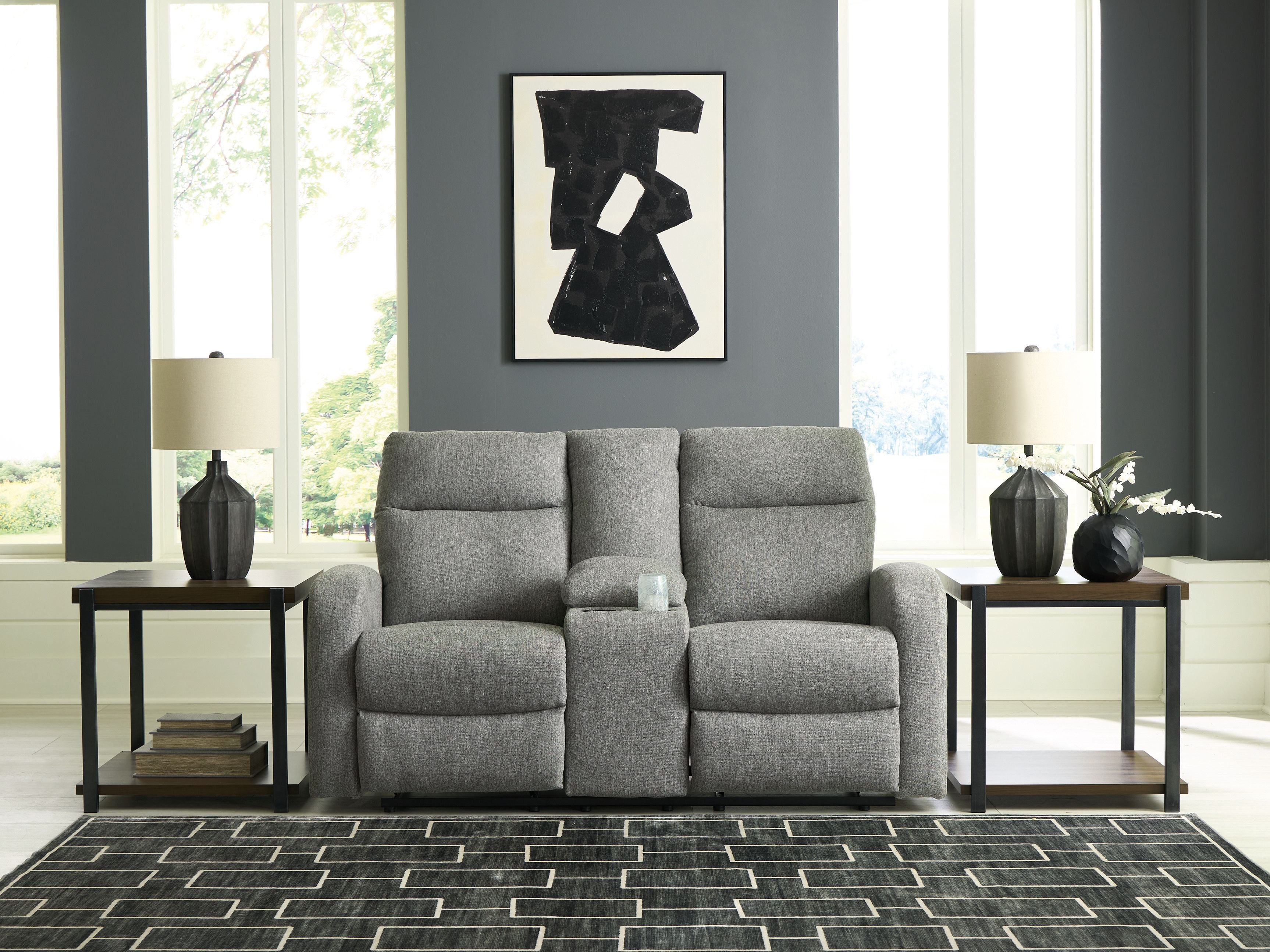 Gauntlet - Double Recline Loveseat With Console - Sterling - Stylish Home Furniture