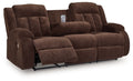 Free Wake - Reclining Power Sofa With Drop Down Table - Chocolate - Stylish Home Furniture