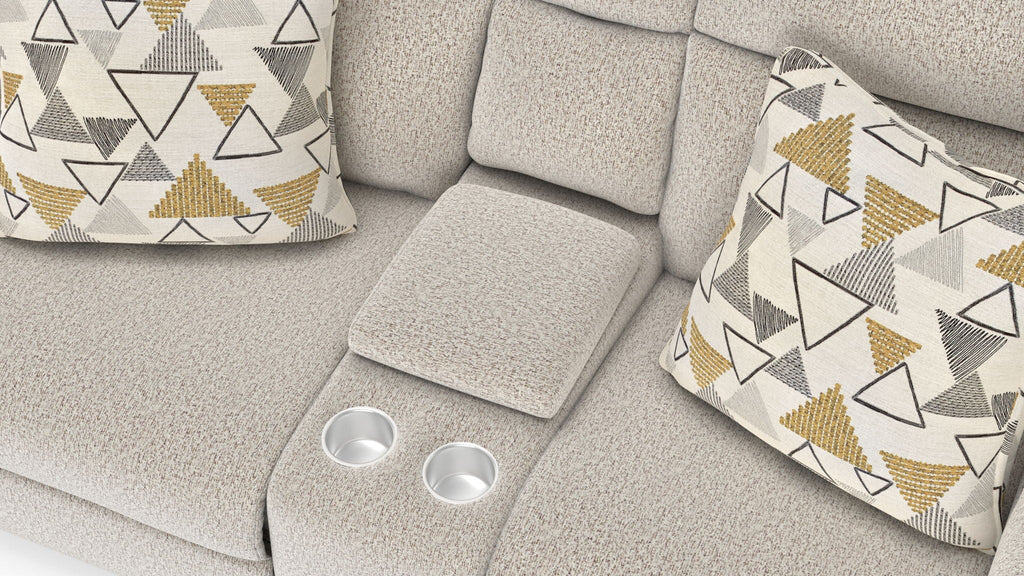 Micah - Power Headrest Power Deep Seat Reclining Console Loveseat - Oatmeal - Stylish Home Furniture