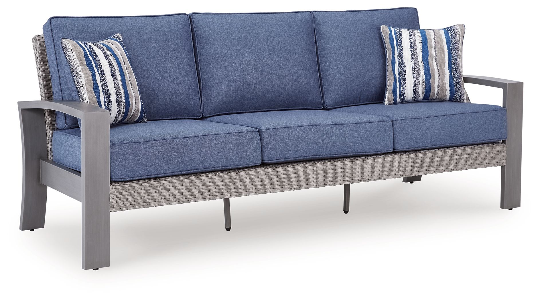 Half Moon Beach - Sofa With Cushion - Blue / Gray - Stylish Home Furniture