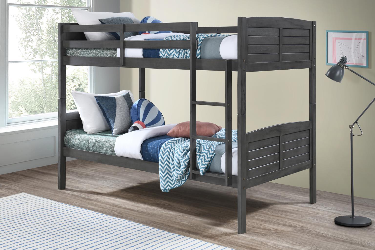 S100 - Twin Over Twin Bunk Bed - Antique Gray - Stylish Home Furniture