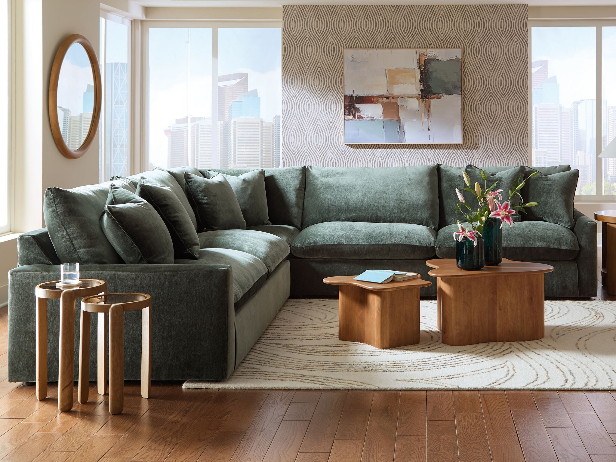 Carriage View - 3-Piece Sectional - Jade - Stylish Home Furniture