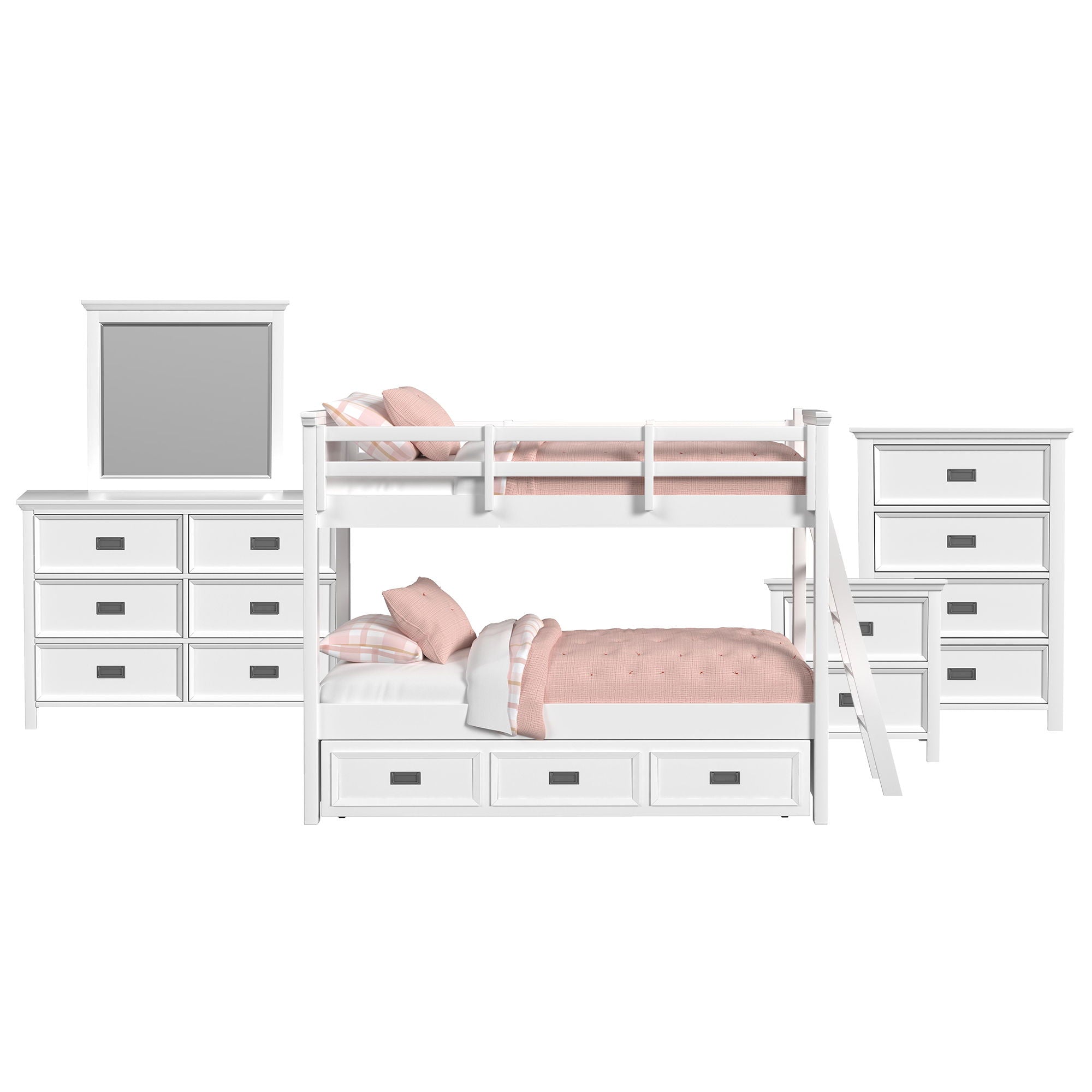 Hampton Kids - Bunk With Ladder And Trundle Bedroom Set - Stylish Home Furniture