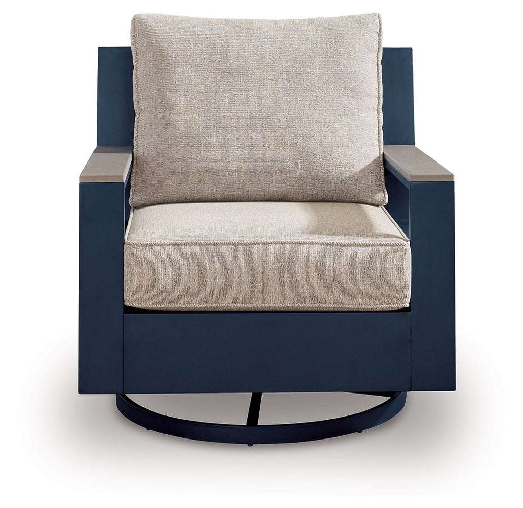 East Beach - Swivel Glider Chair With Cushion - Blue - Stylish Home Furniture