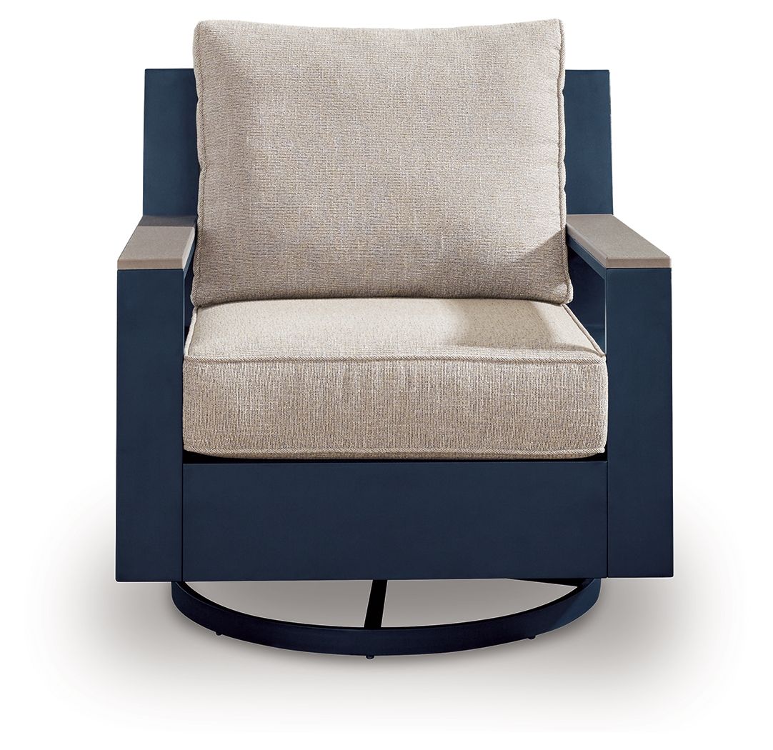 East Beach - Swivel Glider Chair With Cushion - Blue - Stylish Home Furniture