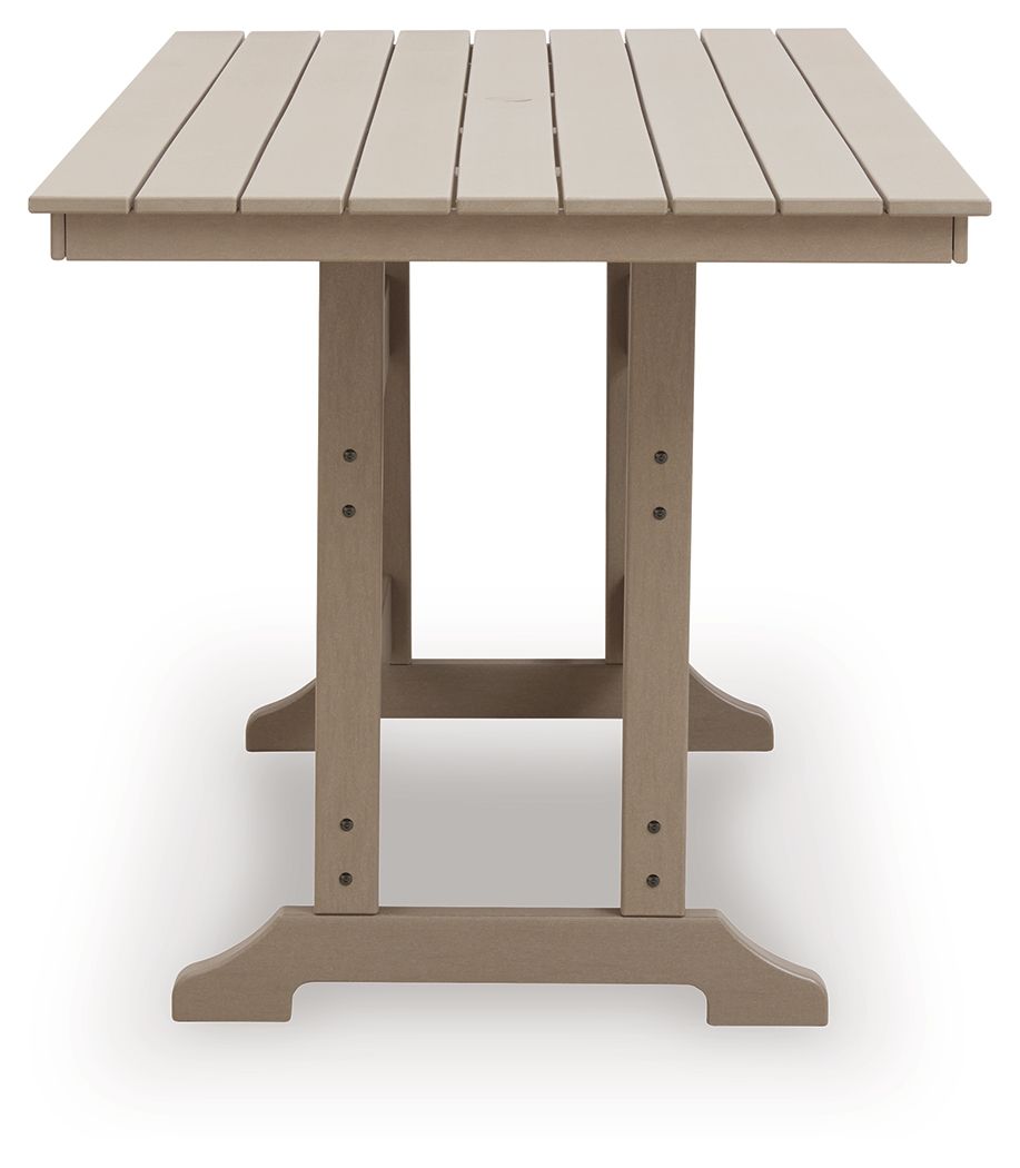 Seacliff Beach - Rectangular Counter Height Dining Table With Umbrella Option - Medium Brown - Stylish Home Furniture