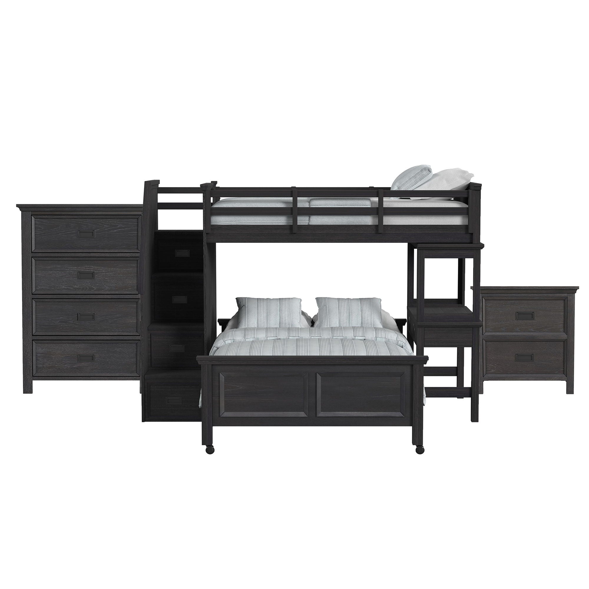 Hampton Kids - Loft With Staircase And Desk With Speaker Bedroom Set - Stylish Home Furniture