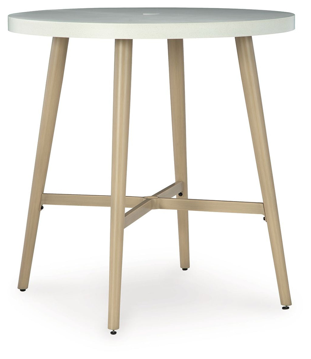 Seton Creek - Round Bar Table With Umbrella Option - Beige - Stylish Home Furniture