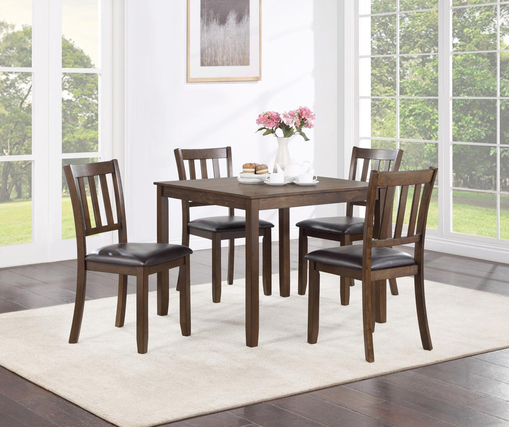 D231 - 5 Piece Dining Room Set (Dining Table With 4 Chairs) - Walnut - Stylish Home Furniture