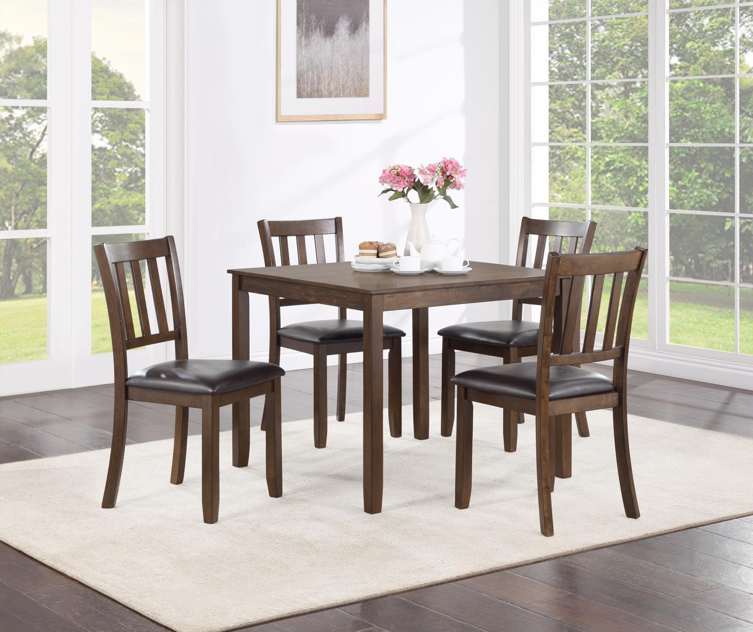 D231 - 5 Piece Dining Room Set (Dining Table With 4 Chairs) - Walnut - Stylish Home Furniture
