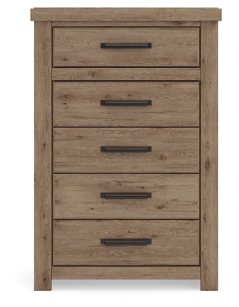 Oliandon - Five Drawer Chest - Light Brown - Stylish Home Furniture