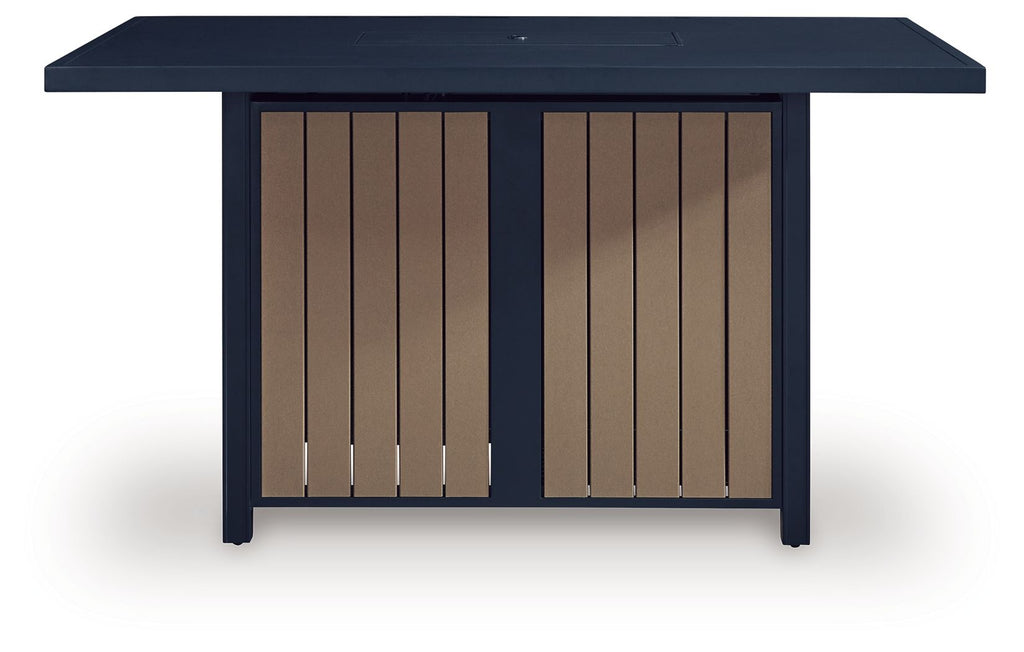 East Beach - Rectangular Bar Table With Fire Pit - Blue - Stylish Home Furniture