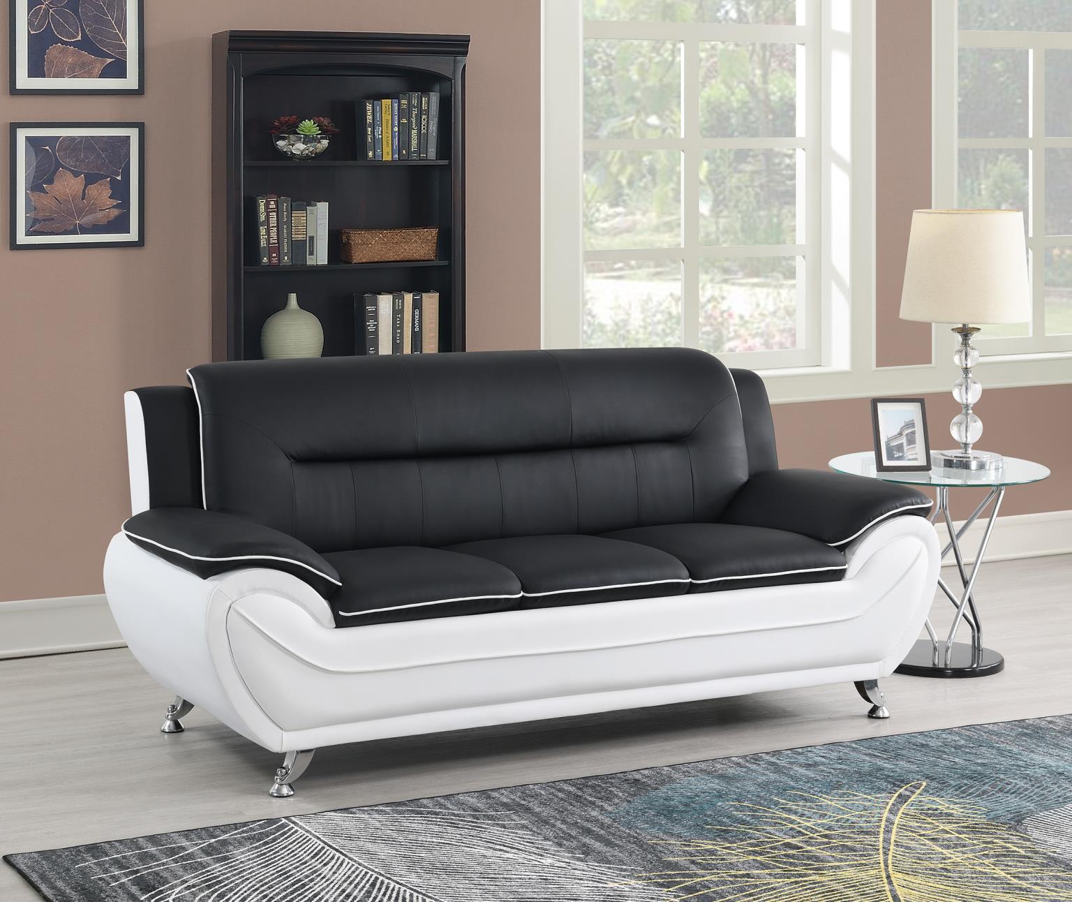 U487 - Faux Leather Sofa - Black - Stylish Home Furniture
