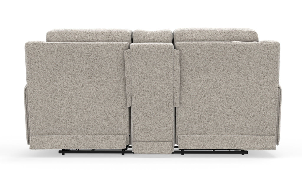 Micah - Power Headrest Power Deep Seat Reclining Console Loveseat - Oatmeal - Stylish Home Furniture