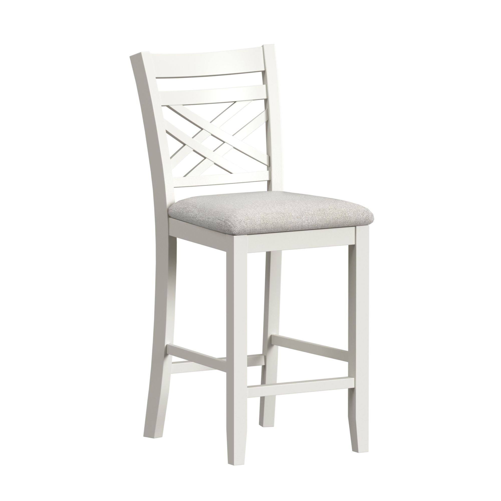 Brooks - 5 Piece Counter Set With Table And 4 Upholstery Seat & Wood Back Chairs - Medium Brown & White - Stylish Home Furniture