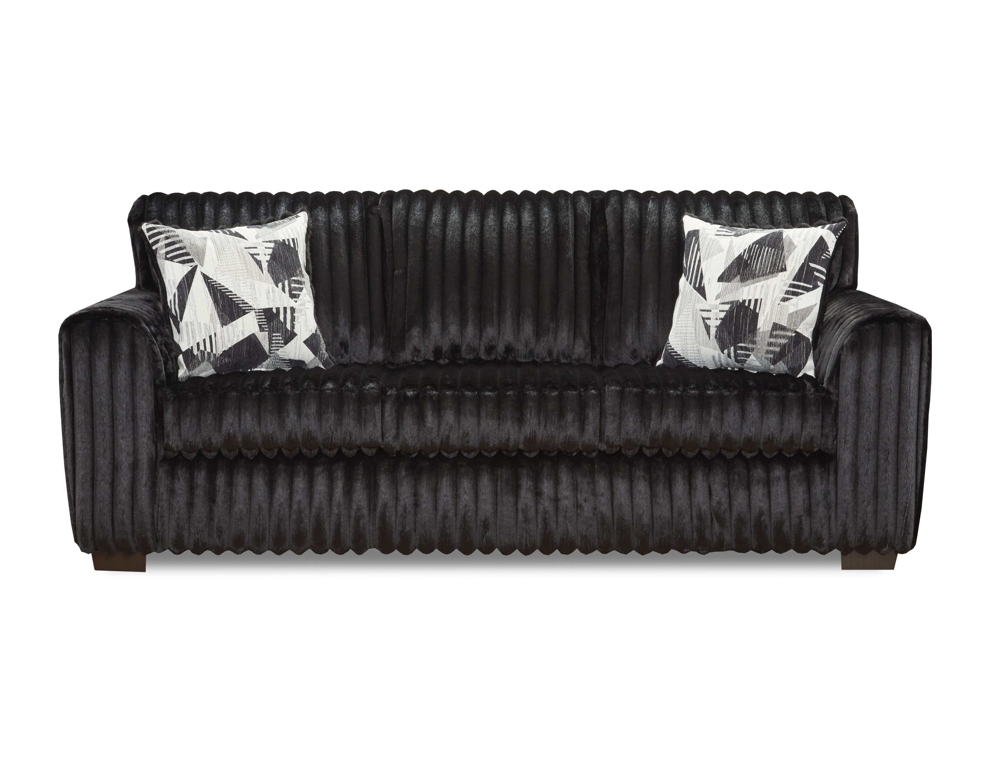 Fur-Shadow Black Sofa, Loveseat & Chair Collection