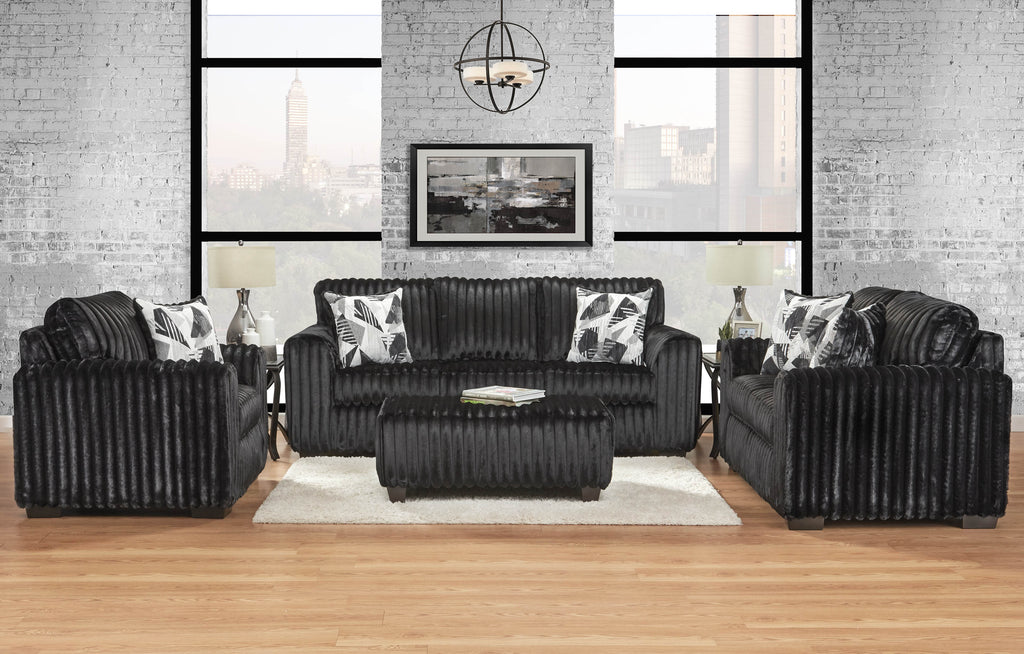 Fur-Shadow Black Sofa, Loveseat & Chair Collection