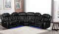 Power Motion LED Reclining Sectional – Black