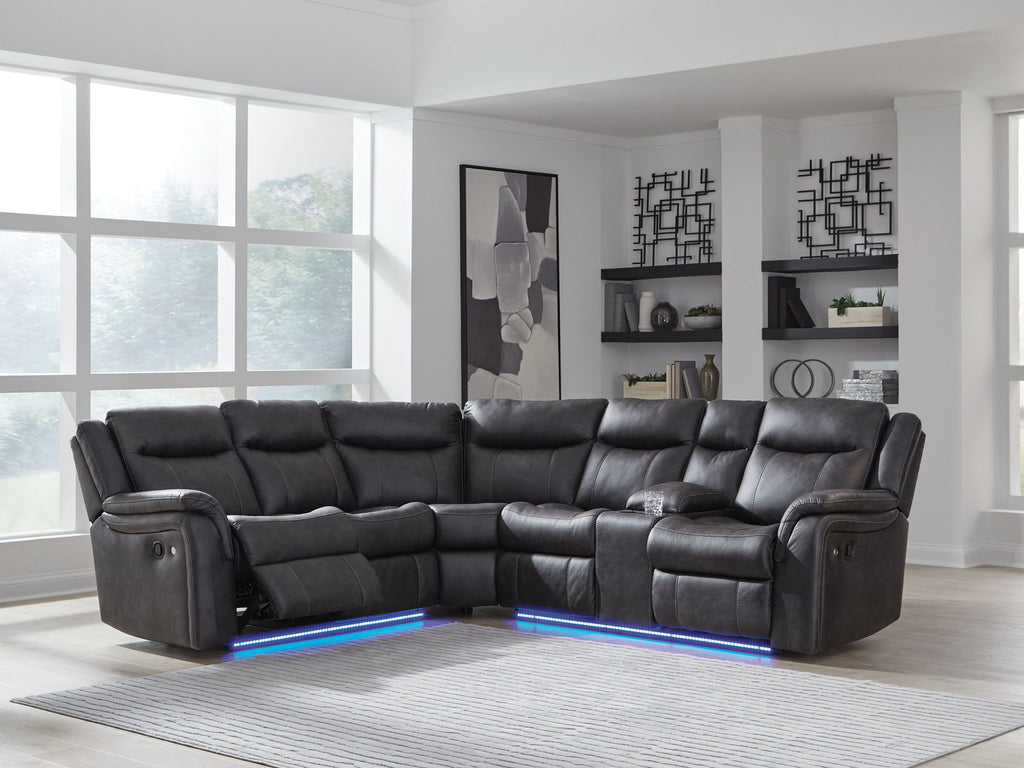 Sultan Meadow - 2-Piece Reclining Sectional - Carbon - Stylish Home Furniture