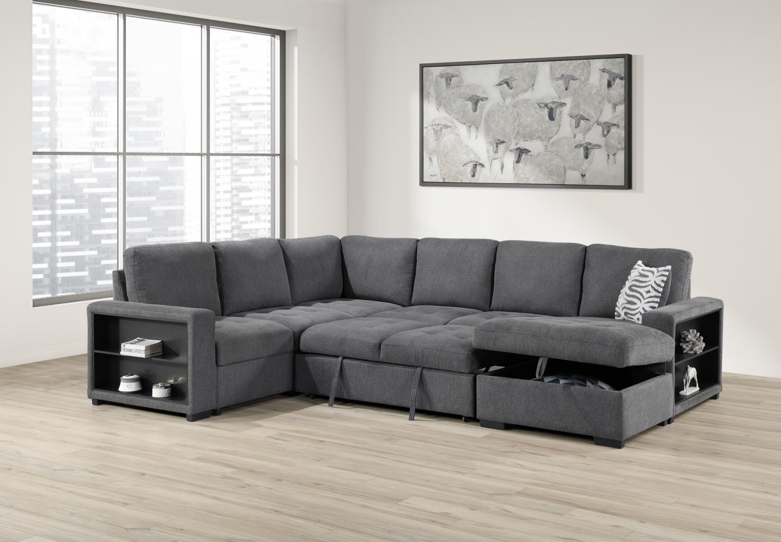U275 - 3 Piece Sectional With USB (Type A+C) - Gray - Stylish Home Furniture