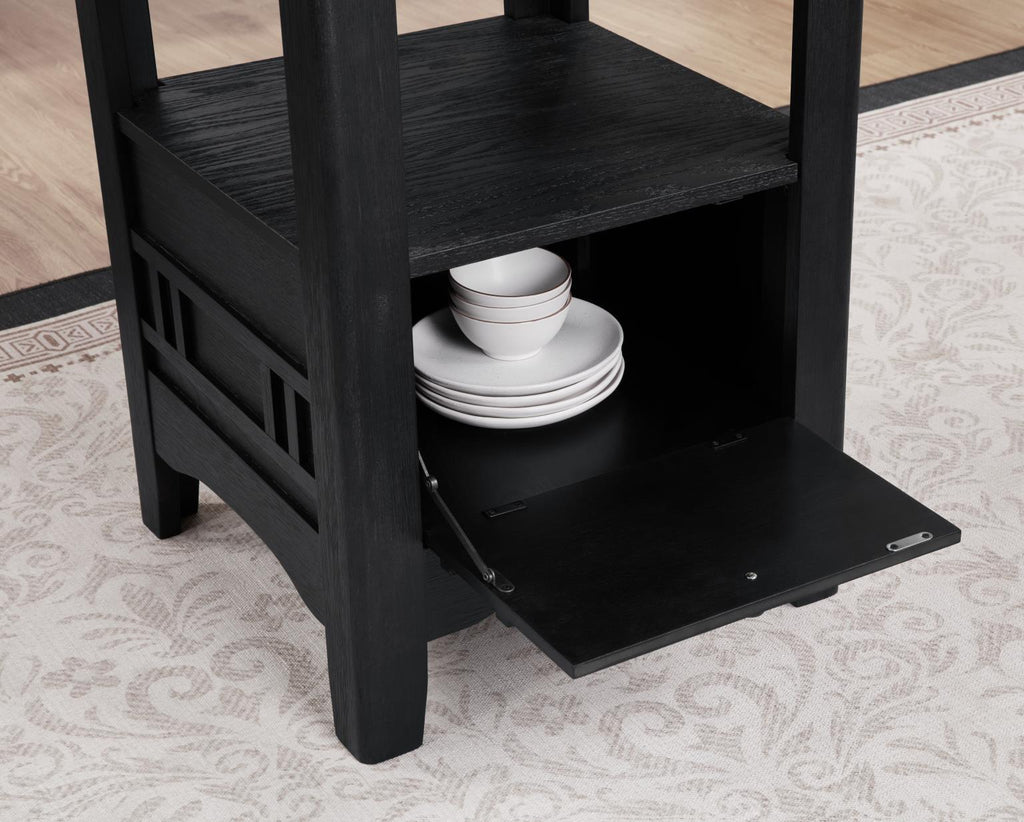 D151 - Counter Height Extension Table Wire Brush - Black - Stylish Home Furniture