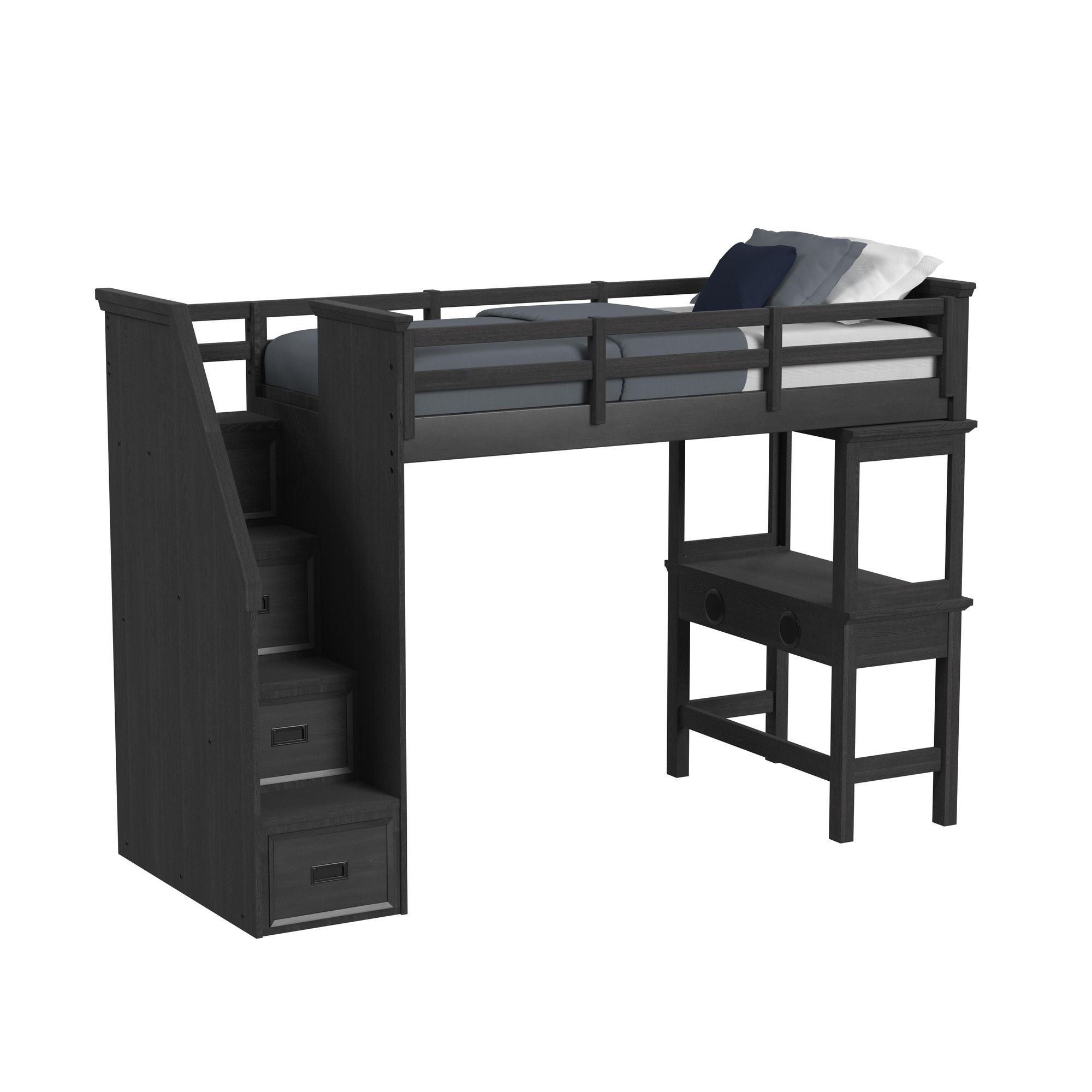 Hampton Kids - Loft With Staircase And Desk With Speaker Bedroom Set - Stylish Home Furniture
