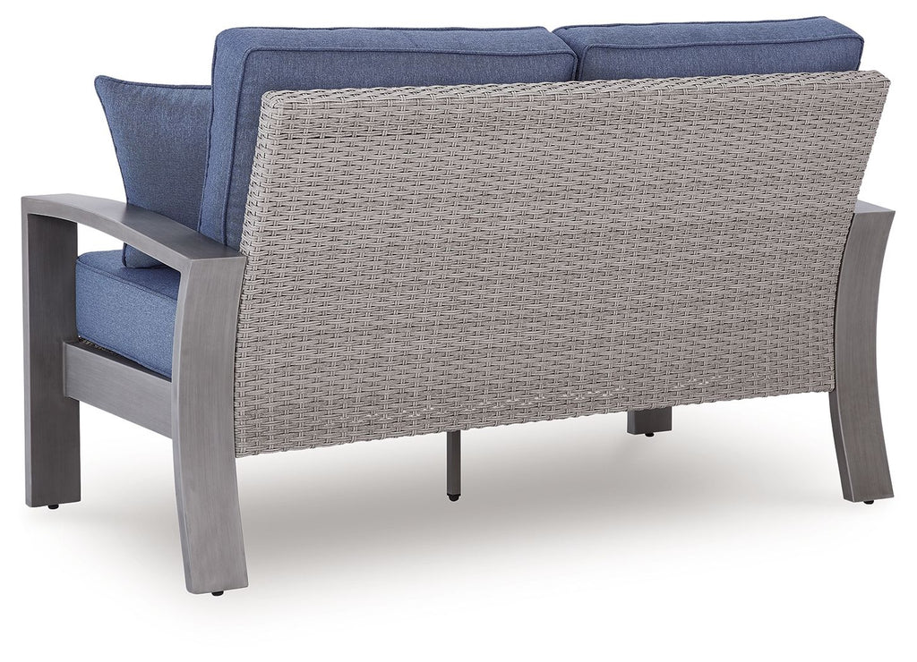 Half Moon Beach - Loveseat With Cushion - Blue / Gray - Stylish Home Furniture