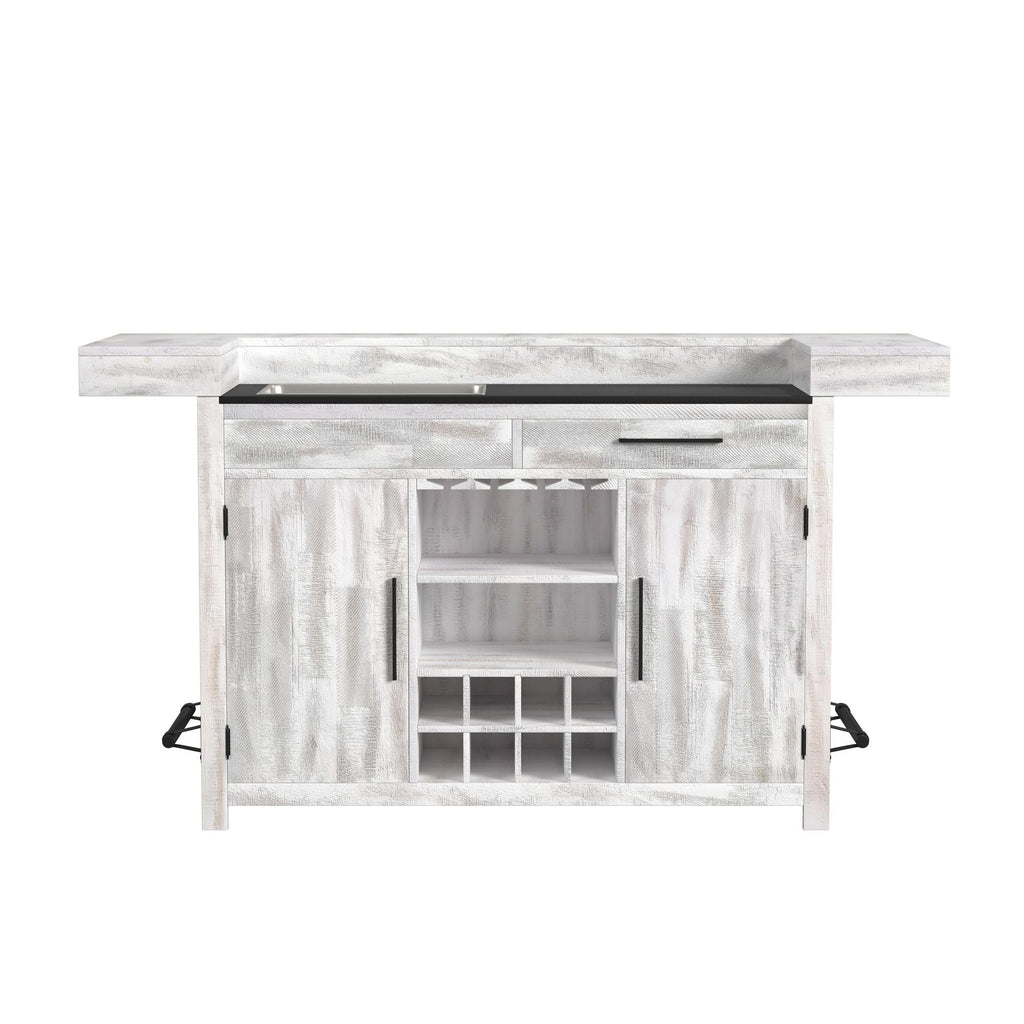 Rogen Rustic - Bar Table With Ice Tray, USB And Power - Rustic White - Stylish Home Furniture