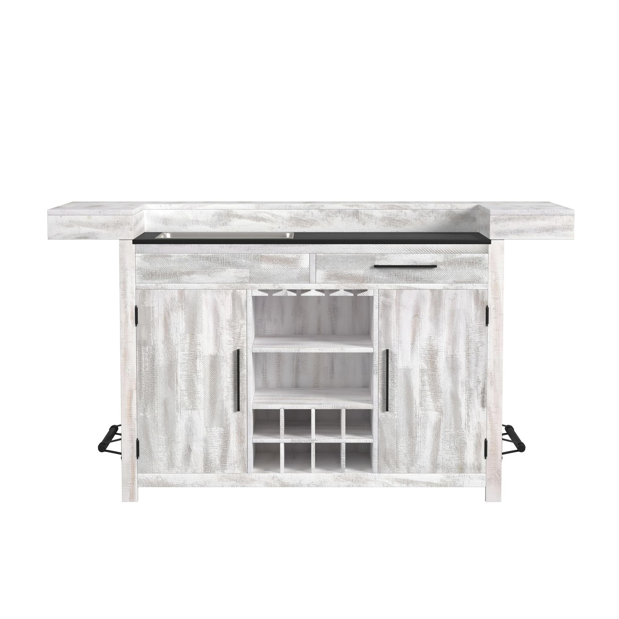 Rogen Rustic - Bar Table With Ice Tray, USB And Power - Rustic White - Stylish Home Furniture
