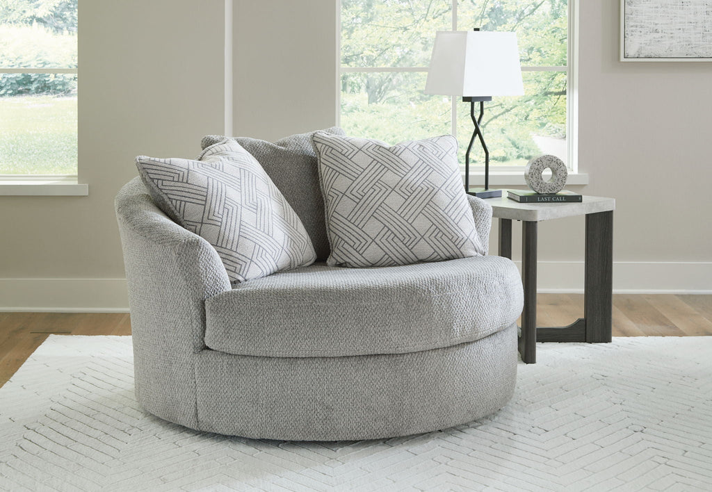 Casselbury - Oversized Swivel Accent Chair - Cement - Stylish Home Furniture