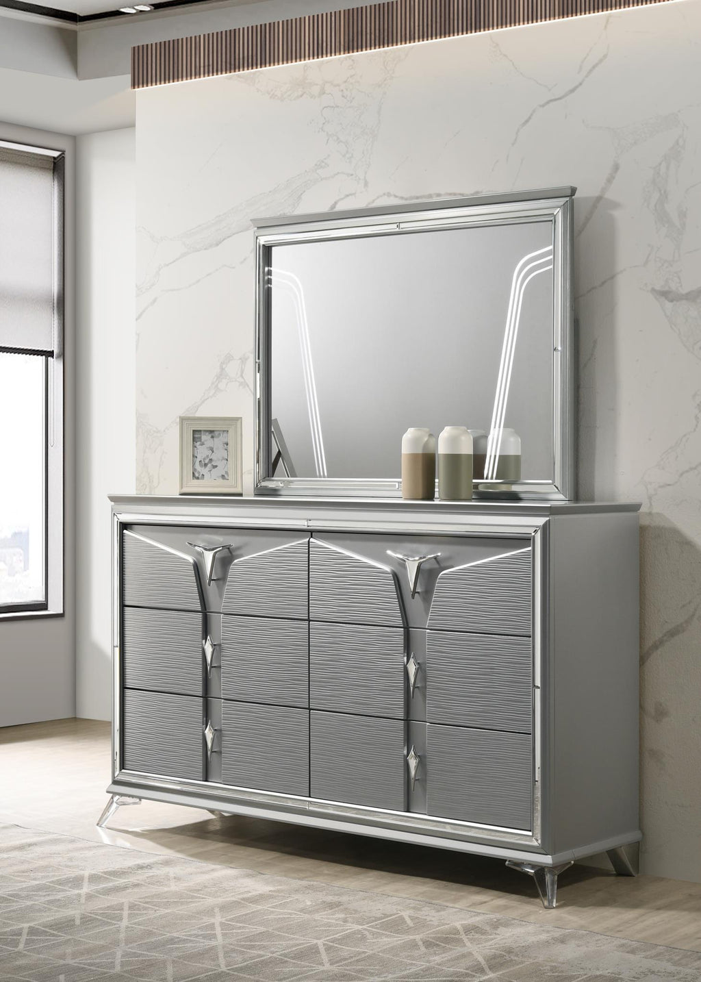 B024 - Dresser - Olive Shimmer Silver - Stylish Home Furniture