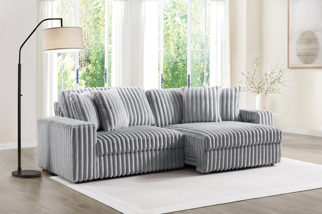 U309 - Corduroy Power 4 Seater Sofa - Gray - Stylish Home Furniture