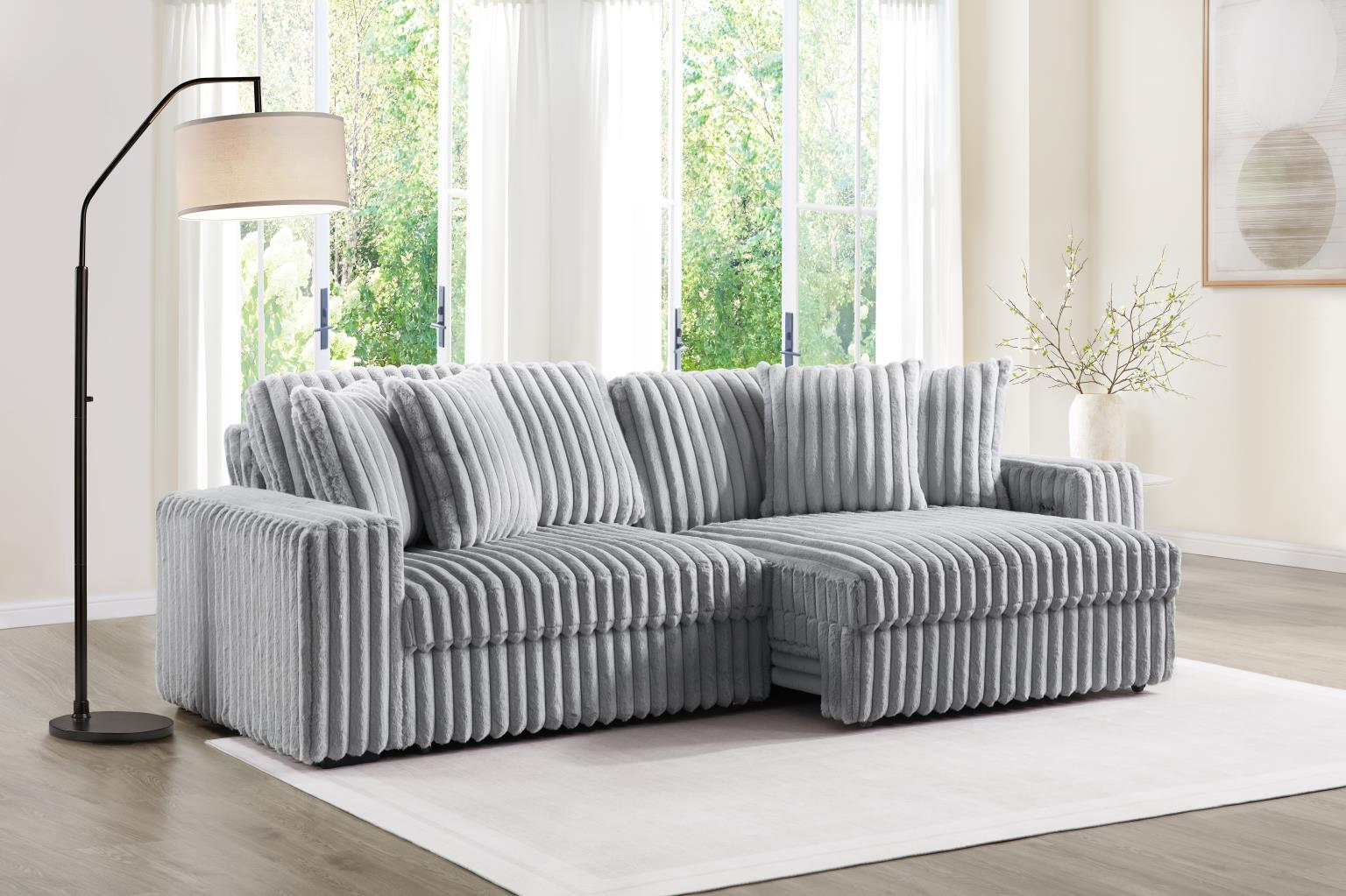 U309 - Corduroy Power 4 Seater Sofa - Gray - Stylish Home Furniture