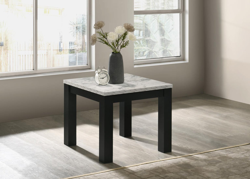 T231 - Melamine Top 3 Piece Table Set (Coffee And 2 End Tables) - Black / White - Stylish Home Furniture