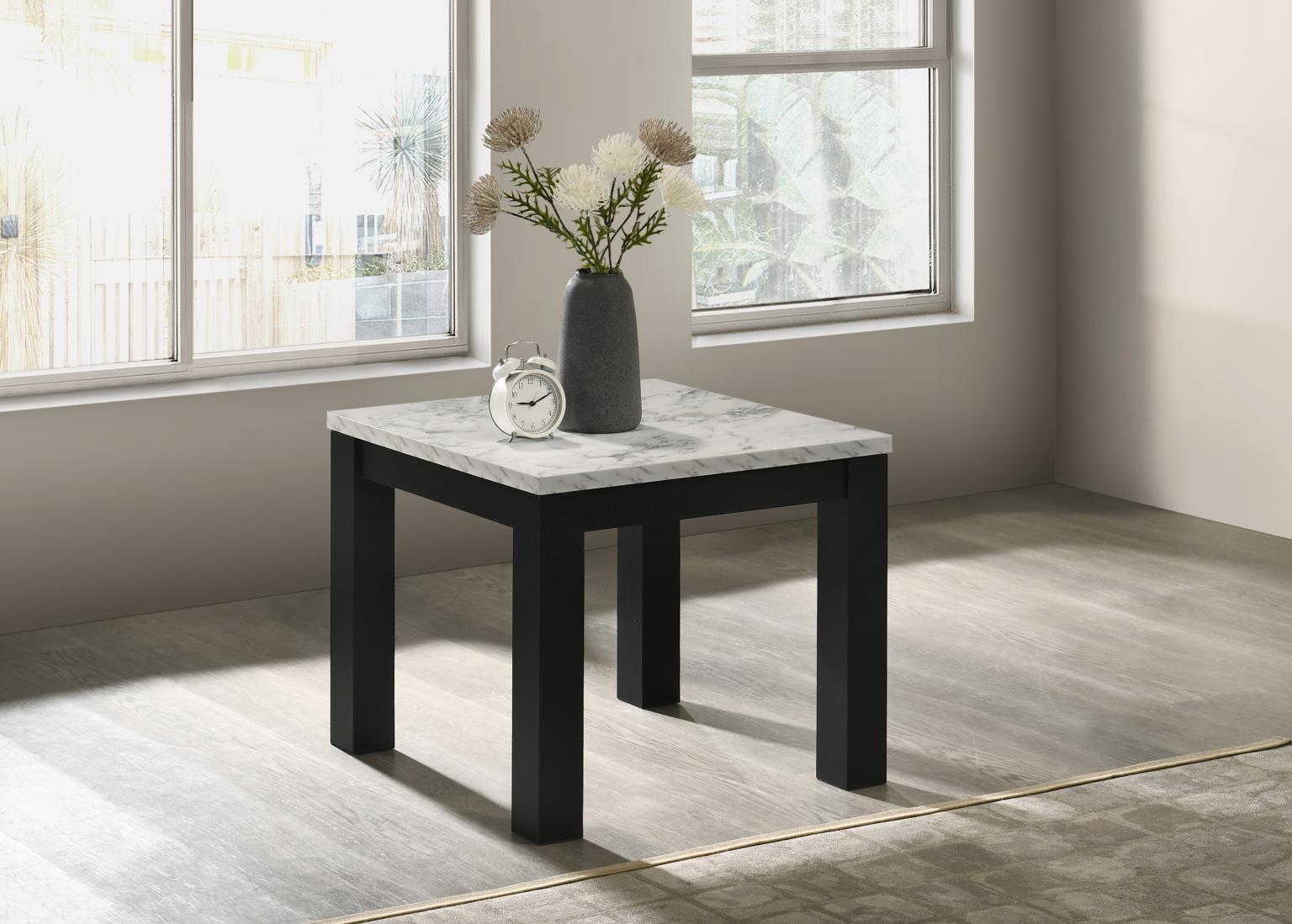 T231 - Melamine Top 3 Piece Table Set (Coffee And 2 End Tables) - Black / White - Stylish Home Furniture